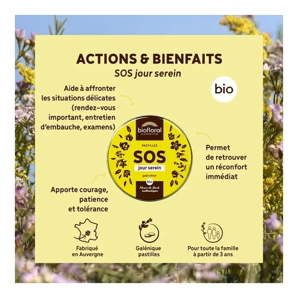 Biofloral Fleurs de Bach Pastilles Secours Jour serein bio