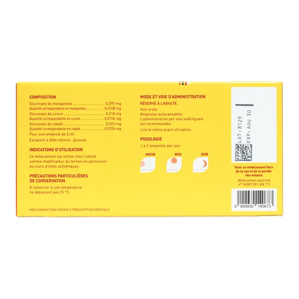Oligosol manganèse cuivre cobalt ampoules