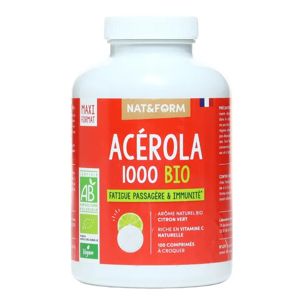 Nat et Form Acérola 1000 Bio comprimés à croquer