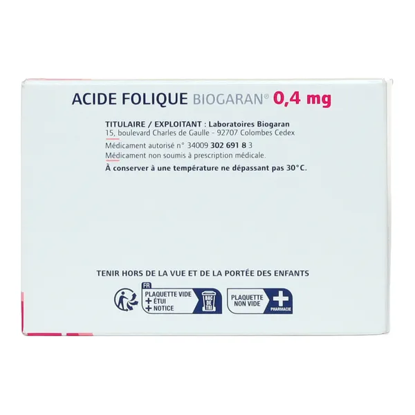 Acide folique 0,4 mg comprimés