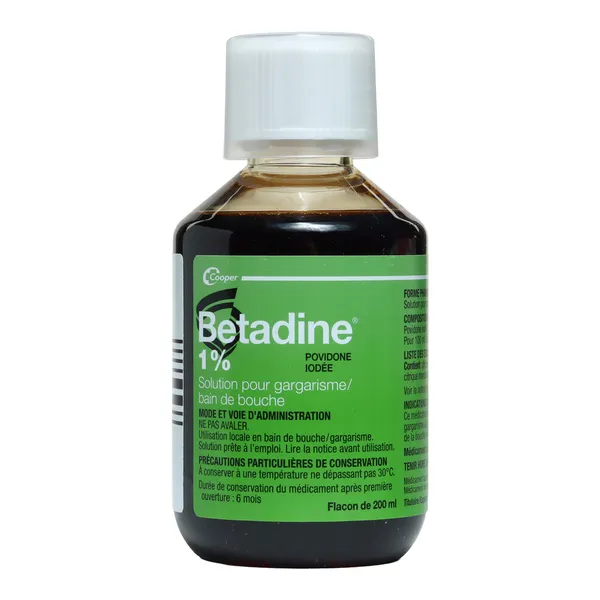 Betadine verte 1 % bain de bouche