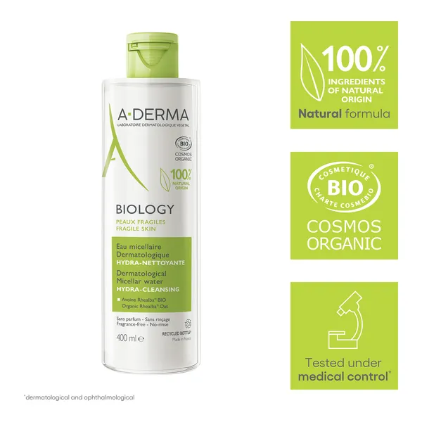 A Derma Biology Eau micellaire dermatologique hydra-nettoyante Bio
