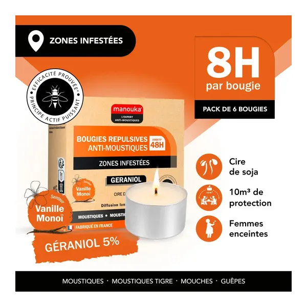 Bougie anti moustique répulsive Manouka
