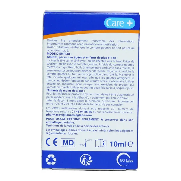 Care+ Gouttes auriculaires pour bouchon de cérumen