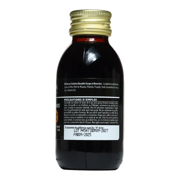 Herbesan sirop Gorge et bronches Miel de Manuka IAA 15+