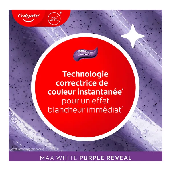 Colgate dentifrice MaxWhite Purple reveal