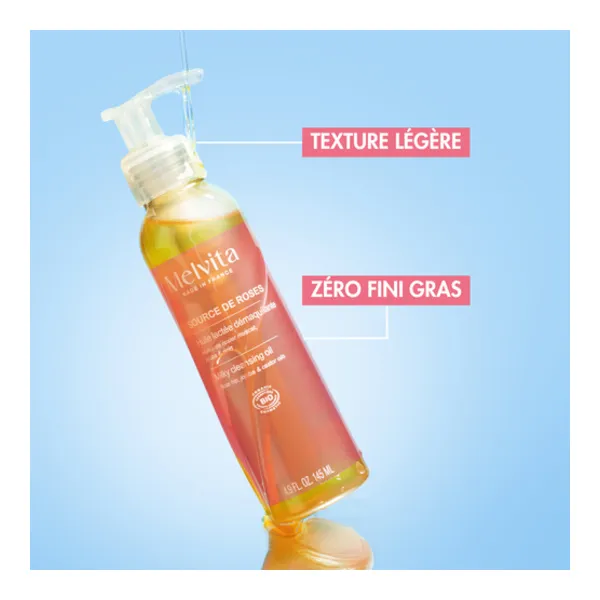 Melvita Source de roses Huile lactée démaquillante Bio