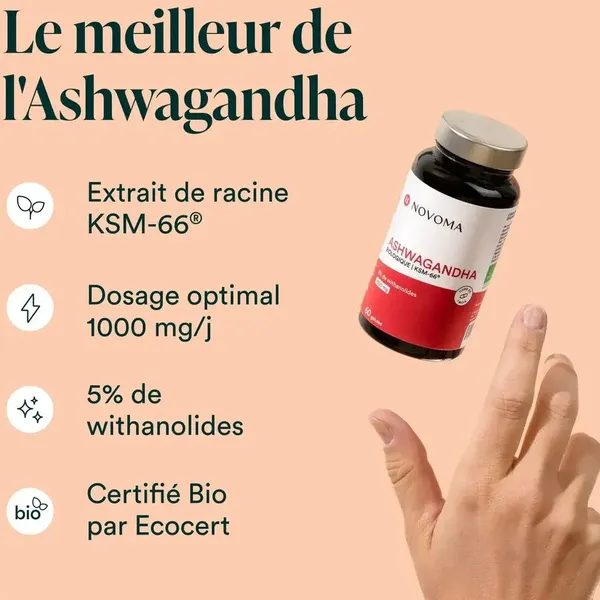 Novoma Ashwagandha bio KSM 66 gélules