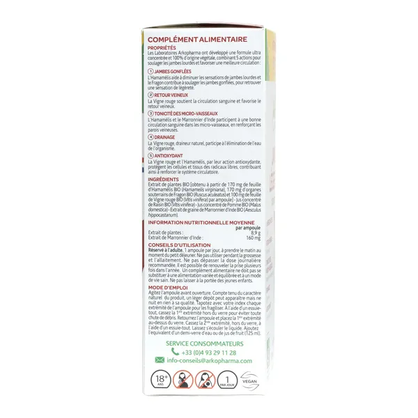 Arkofluides jambes légères bio ampoules