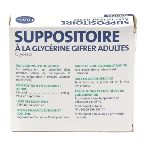 Suppositoire glycérine Adulte