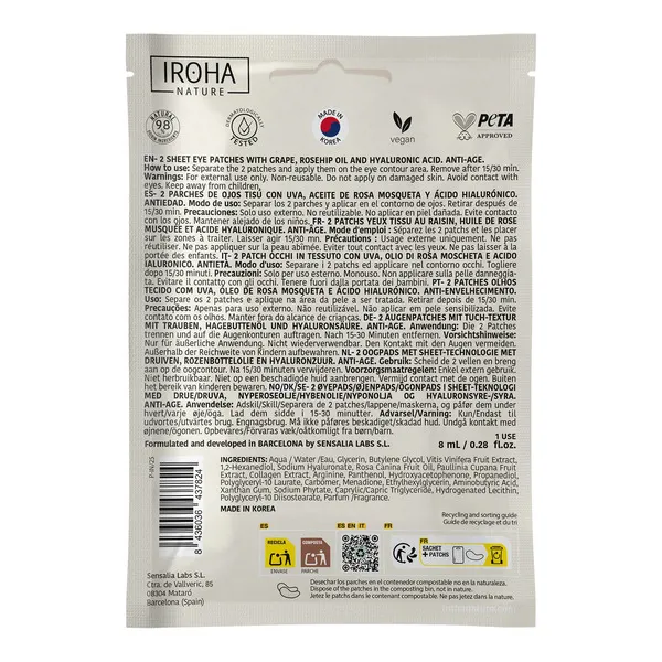 Iroha Nature Patch yeux Anti âge au raisin