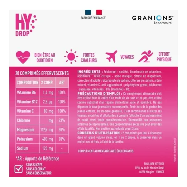 Granions Hydrop Vitamines et Minéraux comprimés