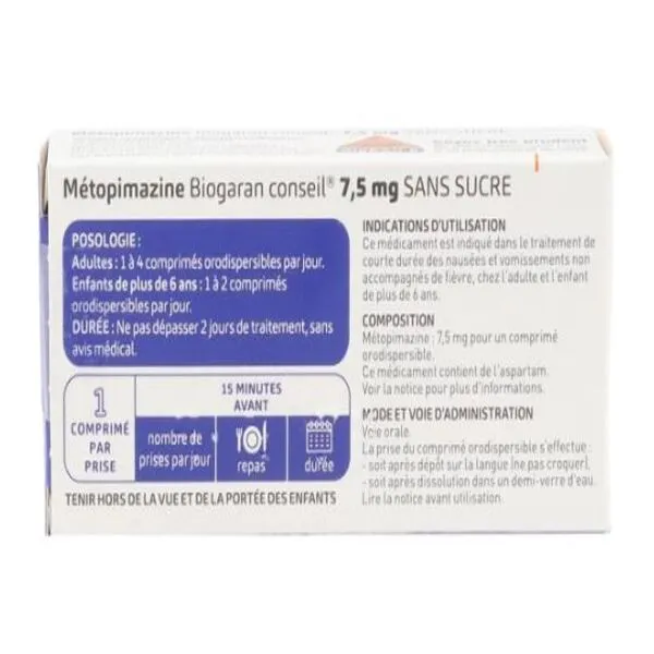 Métopimazine 7,5 mg comprimé orodispersible