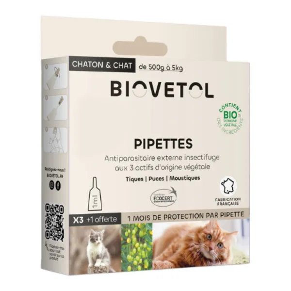 Pipette antiparasitaire chat Biovetol