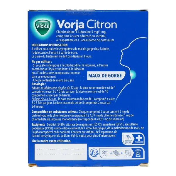 Vicks Vorja maux de gorge comprimés à sucer