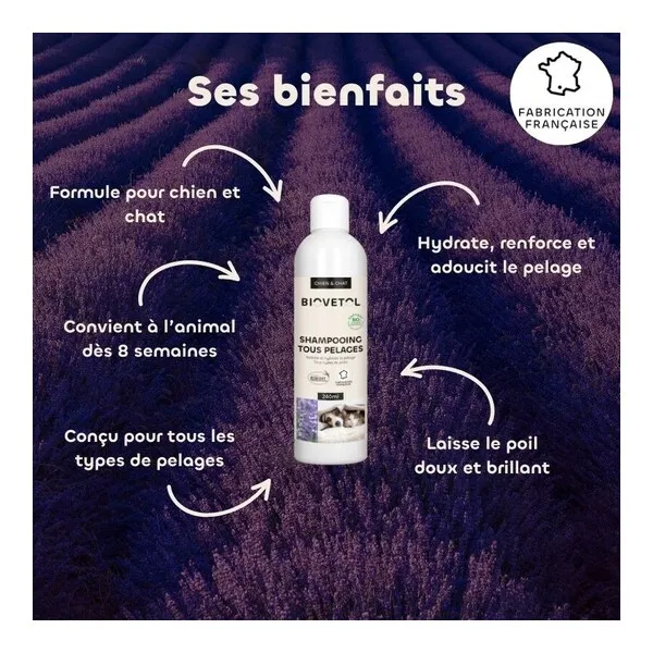 Shampooing tous pelages Chien Chat Biovetol