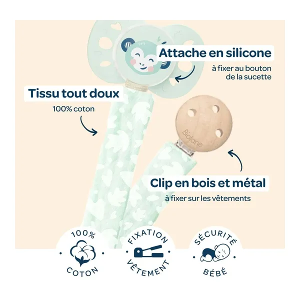 Biolane Attache sucette en coton