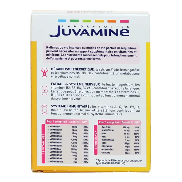 Juvamine 12 vitamines et 9 minéraux comprimés