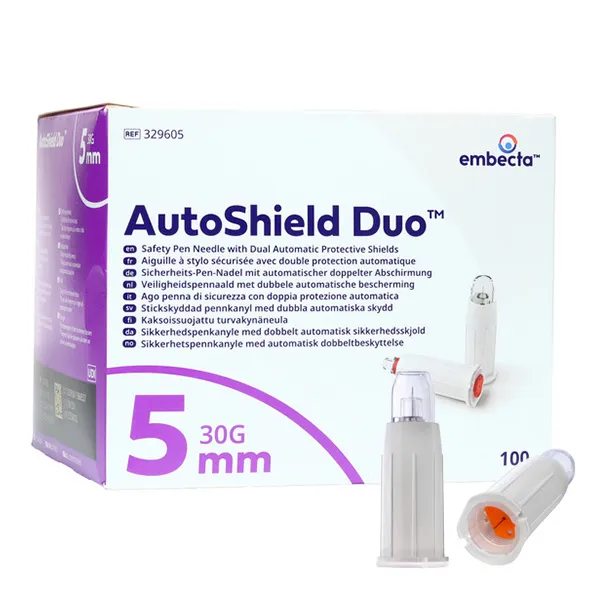 BD AutoShield Duo aiguille 5mm pour stylo à insuline par 100