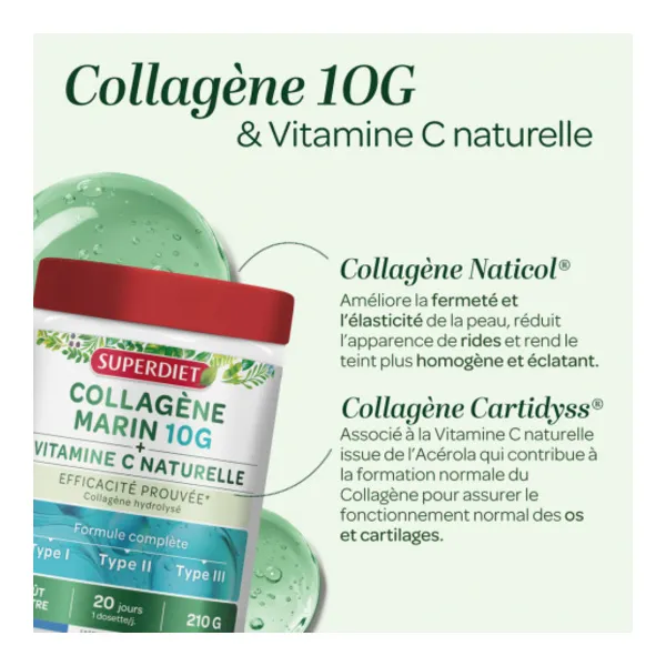 Super Diet Collagène marin 10 g + Vitamine C poudre