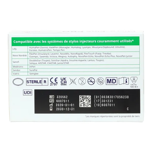 Micro Fine Ultra aiguille pour stylo à insuline x100