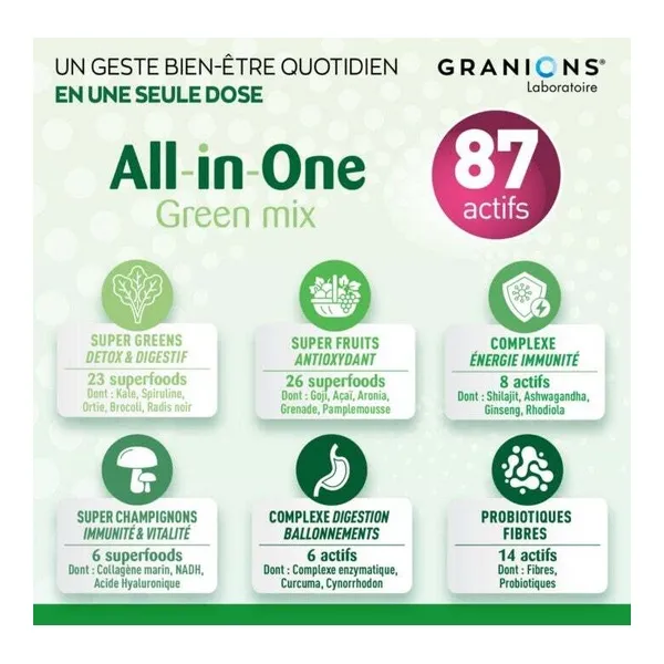 Granions All in One Green Mix Bien être et longévité poudre