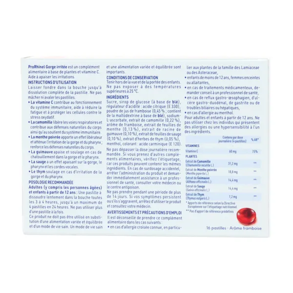 ProRhinel Gorge irritée pastilles