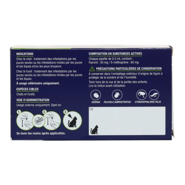 Fipronil S-Méthoprène pipette anti puce chat