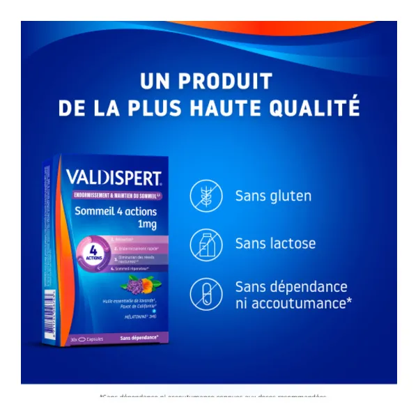 Valdispert Sommeil 4 actions 1 mg capsules