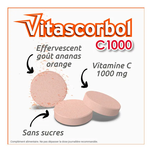 Vitascorbol C1000 vitamine C comprimés effervescents
