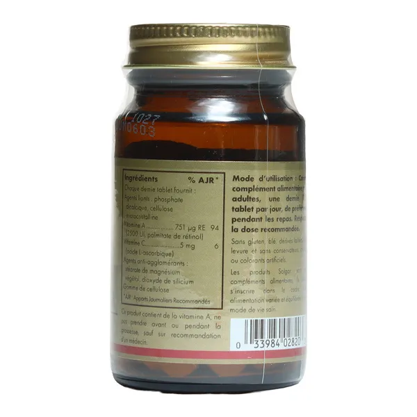 Solgar vitamine A sèche 5000 UI comprimés