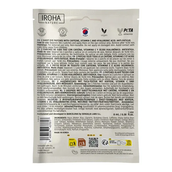 Iroha Nature Patch yeux anti fatigue à la caféine