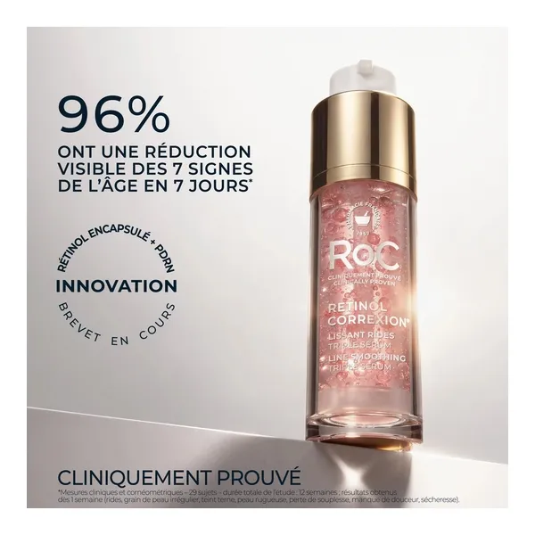 Roc Retinol Correxion Lissant rides Triple sérum