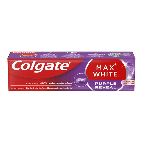 Colgate dentifrice MaxWhite Purple reveal