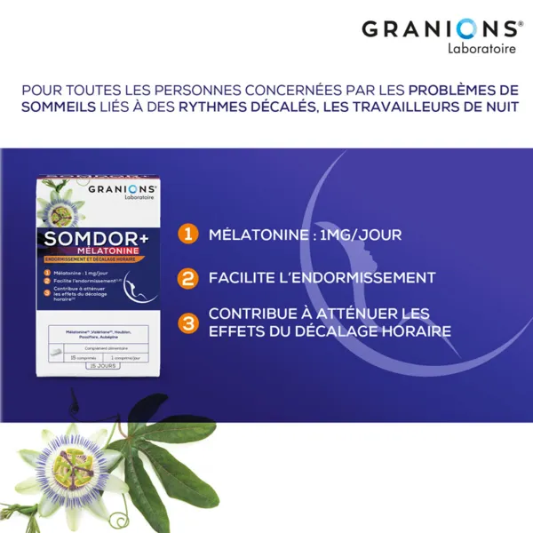 Granions Somdor+ Mélatonine 1 mg comprimés
