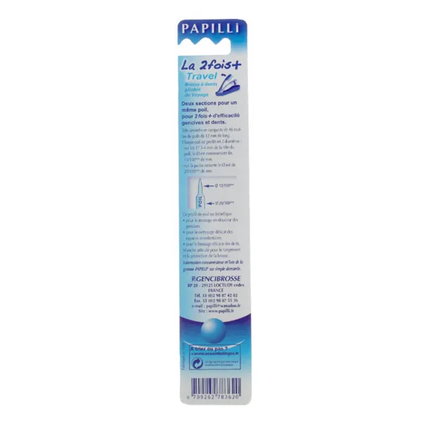 Papilli Brosse à dents 2 Fois Plus Travel