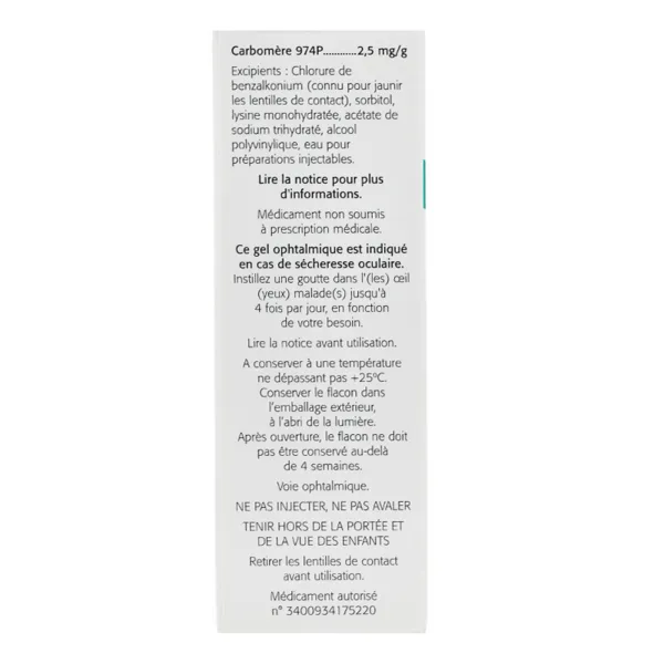 Siccafluid gel ophtalmique