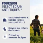 Insect Écran Lotion répulsive Anti-Tiques Spray