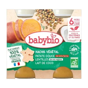 Petit pot bébé bio Babybio Hachis végétal Patate douce Lentilles