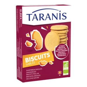 Biscuits sablés bio Taranis à teneur réduite en protides