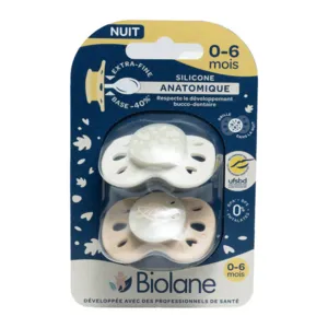 Biolane sucette anatomique silicone 0-6 mois Nuit