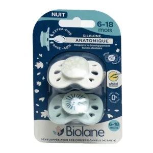 Sucette phosphorescente anatomique 6-18 mois silicone Biolane