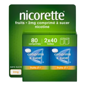 Nicorette 2mg substitut nicotinique à sucer goût Fruits