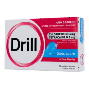 Drill sans sucre pastilles pour le mal de gorge