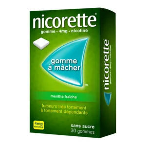 Gommes à macher Nicorette 4mg menthe fraîche arrêt tabac