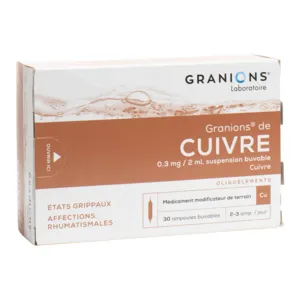 Granions de cuivre ampoules d'oligothérapie