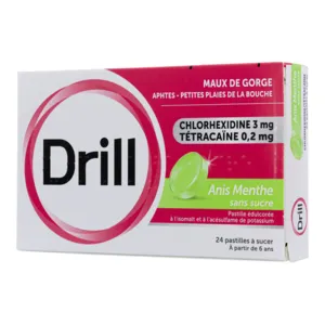 Drill pastilles sans sucre anis menthe mal de gorge