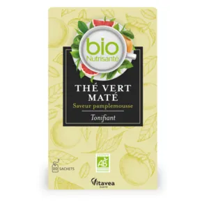 Sachets Thé vert Bio Nutrisanté Maté Tonifiant Pamplemousse