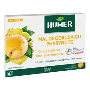 Humer pastille Mal de gorge aigu Pharyngite Miel Citron