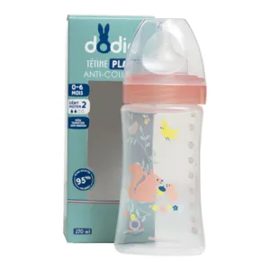 Dodie Biberon débit moyen tétine plate anti-colique 270 ml
